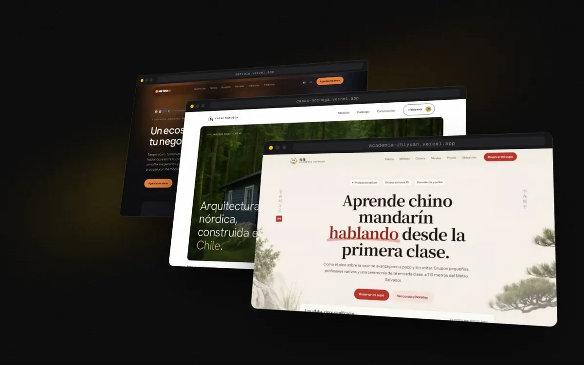 Sitios web diseñados y desarrollados por Void Studio vistos en ventanas de navegador