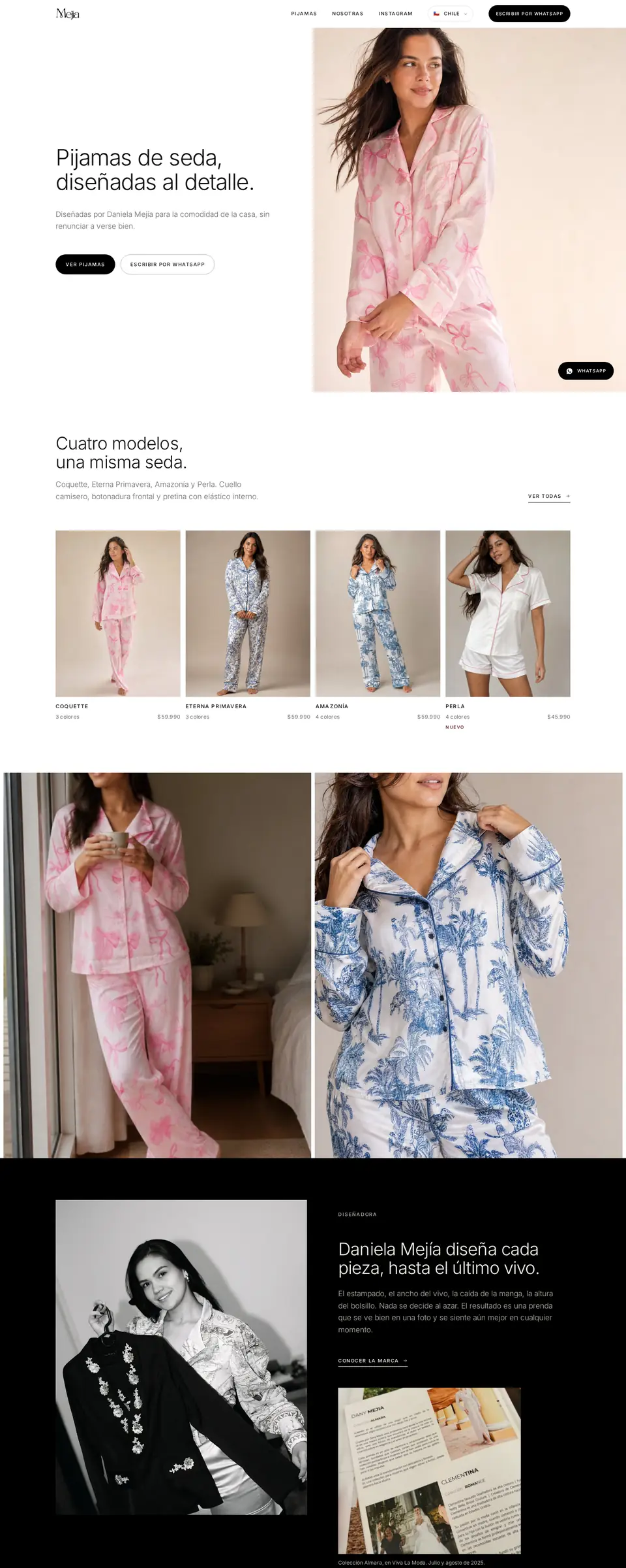 Sitio web de Mejía, marca de ropa femenina